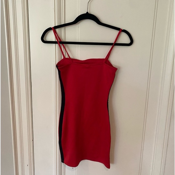 H&M bodycon dress - red with white and black stripes down side - Picture 5 of 7